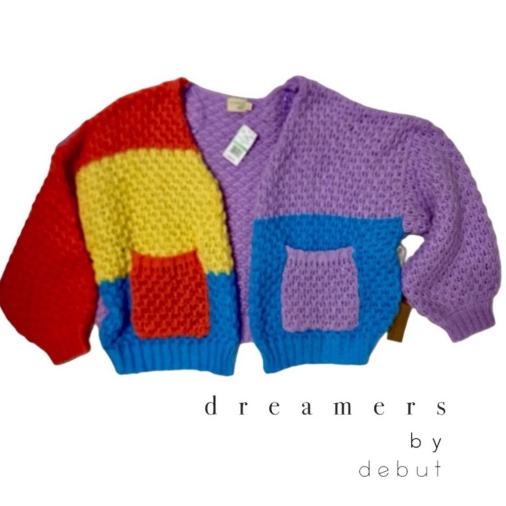 COLORBLOCK POCKET KNIT CARDIGAN